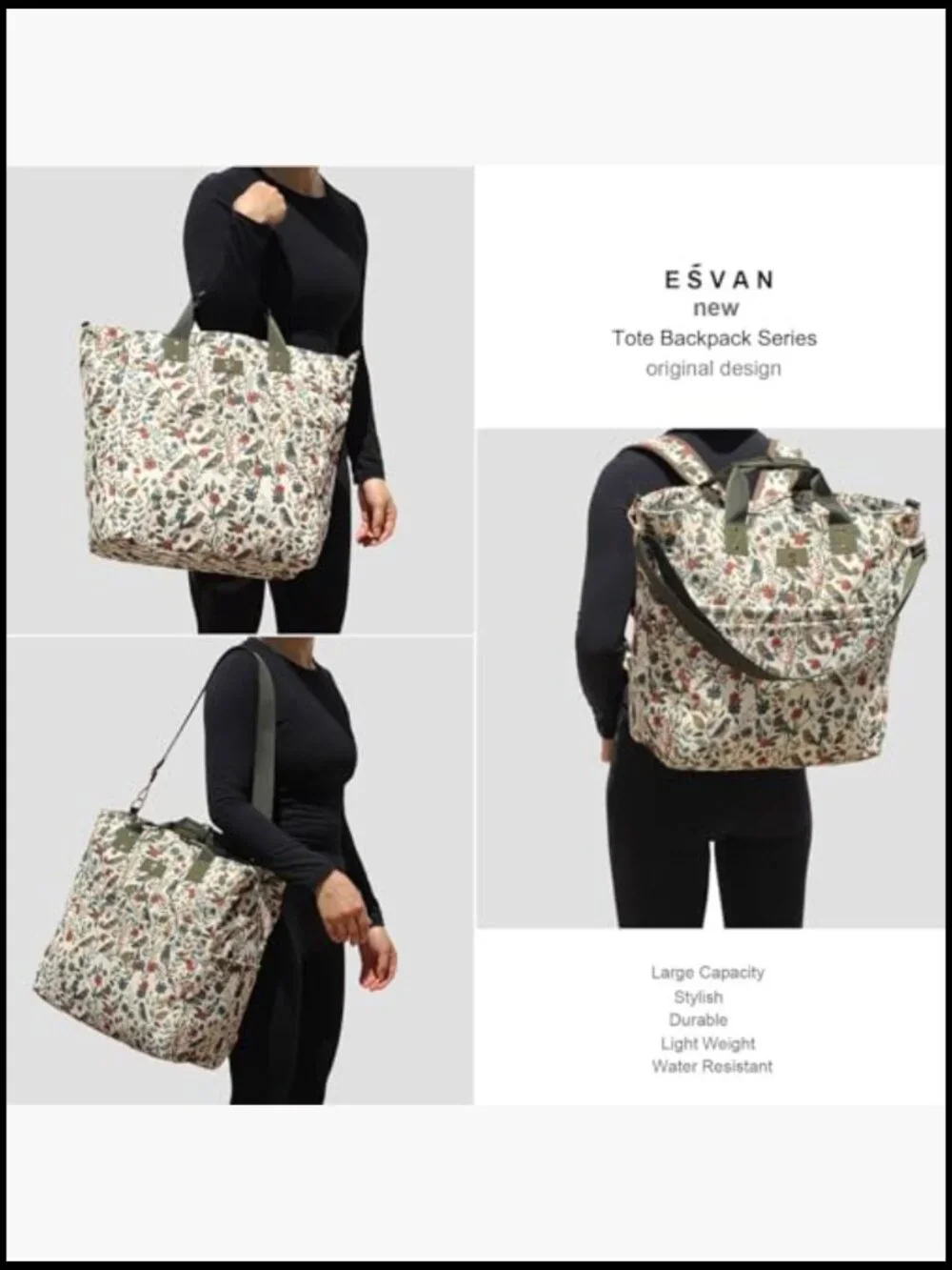 Convertible Diaper Tote Backpack Laptop Bag Water Resistant 3-in-1